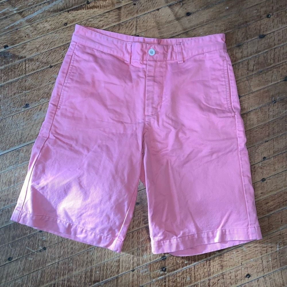 Vineyard Vines pink preppy flat front kids 16 long shorts